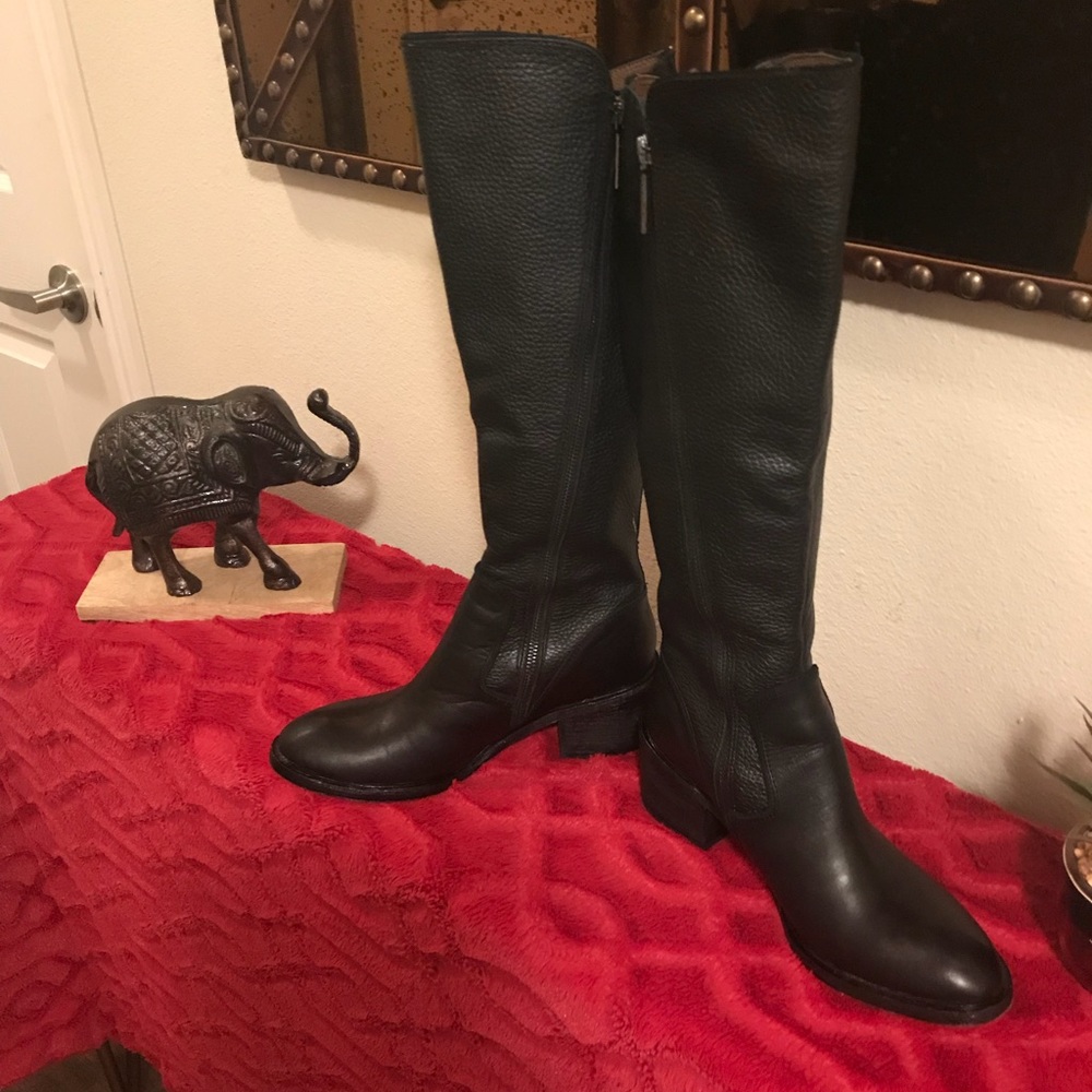 Donald J Pliner Black Leather Tall Boots